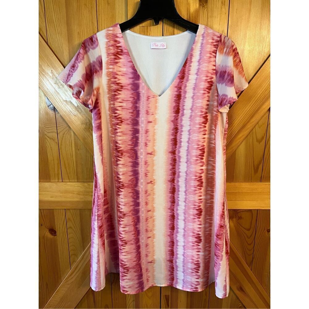 Pink Lily Mult Color Dress Size Small (3163)